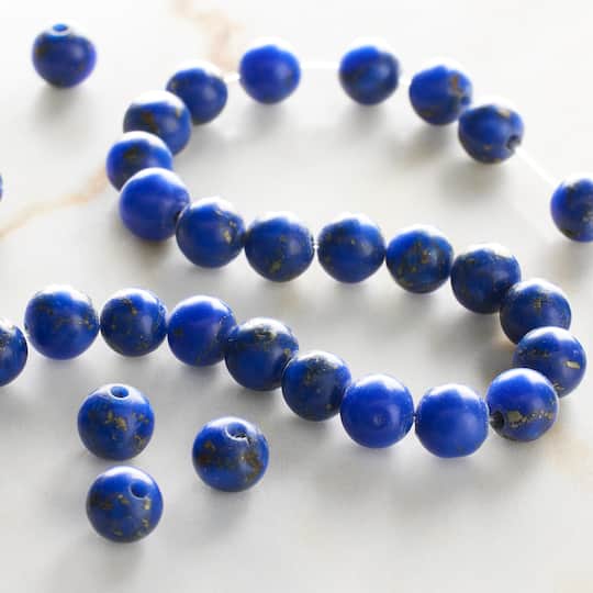 6mm Lapis Blue Reconstituted Howlite Round Beads by Bead Landing™